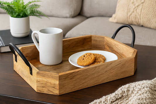 Decorative Serving Wooden Trays - Hexagonal Shape