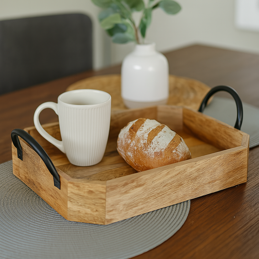 Decorative Serving Wooden Trays - Hexagonal Shape