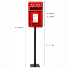 Pillar Mounted Post Box - Classic Cast iron Large Letter Box
