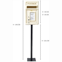 Pillar Mounted Post Box - Classic Cast iron Large Letter Box