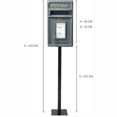 Pillar Mounted Post Box - Classic Cast iron Large Letter Box