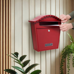 ACL Wall Mounted Post Box, Lockable Mailbox with 2 Keys, Weatherproof Galvanized Steel Letterbox, Easy to Install, 36x13x37cm