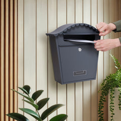 ACL Wall Mounted Post Box, Lockable Mailbox with 2 Keys, Weatherproof Galvanized Steel Letterbox, Easy to Install, 36x13x37cm