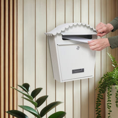 ACL Wall Mounted Post Box, Lockable Mailbox with 2 Keys, Weatherproof Galvanized Steel Letterbox, Easy to Install, 36x13x37cm