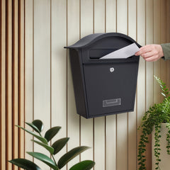 ACL Wall Mounted Post Box, Lockable Mailbox with 2 Keys, Weatherproof Galvanized Steel Letterbox, Easy to Install, 36x13x37cm