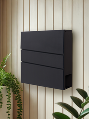 Wall Mounted Post Box with Newspaper Holder - Lockable Letterbox with 2 Keys