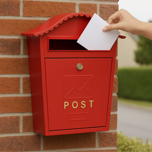 Letter Box - Top Curved Frill Wall Mounted Lockable Post Box