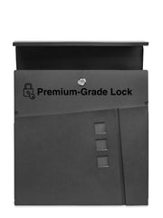Wall Mounted Post Box with Newspaper Holder, Lockable with 2 Keys, Modern Design, Easy to Install, 37x10.5x37 cm (Black)