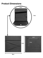 Wall Mounted Post Box with Newspaper Holder, Lockable with 2 Keys, Modern Design, Easy to Install, 37x10.5x37 cm (Black)