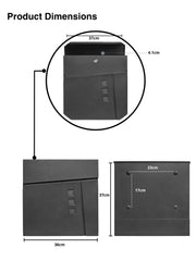 Wall Mounted Post Box with Newspaper Holder, Lockable with 2 Keys, Modern Design, Easy to Install, 37x10.5x37 cm (Black)
