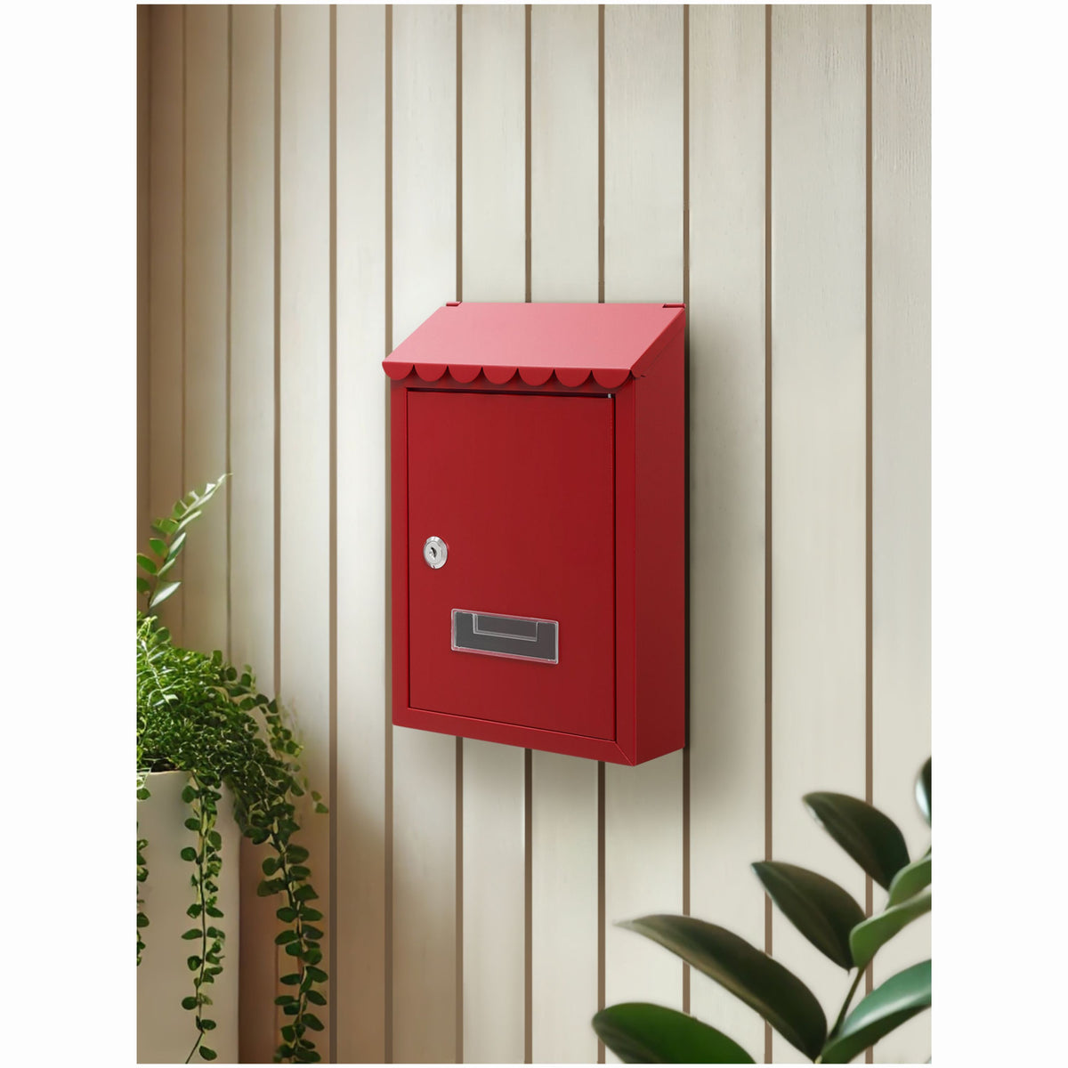 Wall Mounted Post Box - Frill Flap Lockable Mailbox with 2 Keys