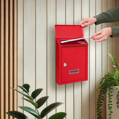 ACL Wall Mounted Letterbox, Galvanized Steel Lockable Mailbox with 2 Keys, Weatherproof Post Box, 21x30x7cm