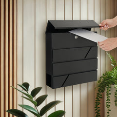 Wall Mounted Post Box with Newspaper Holder - Lockable with 2 Keys