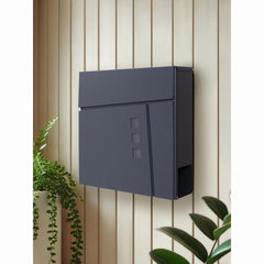 Wall Mounted Post Box with Newspaper Holder - Lockable with 2 Keys