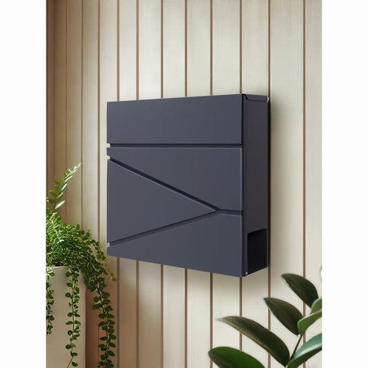 Wall Mounted Post Box with Newspaper Holder - Lockable with 2 Keys