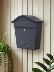 Assorted Collections Wall Mounted Post Box, Lockable Mailbox with 2 Keys, Weatherproof Galvanized Steel Letterbox, Easy to Install, 36x13x37cm (Grey)