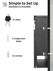 Wall Mounted Post Box with Newspaper Holder, Lockable with 2 Keys, Modern Design, Easy to Install, 37x10.5x37 cm (Black)