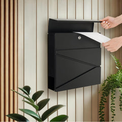 Wall Mounted Post Box with Newspaper Holder - Lockable with 2 Keys