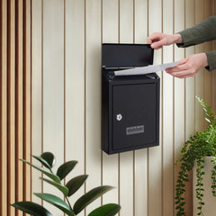 ACL Wall Mounted Letterbox, Galvanized Steel Lockable Mailbox with 2 Keys, Weatherproof Post Box, 21x30x7cm