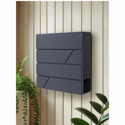 Wall Mounted Post Box with Newspaper Holder - Lockable with 2 Keys