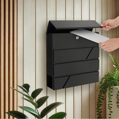 Wall Mounted Post Box with Newspaper Holder - Lockable with 2 Keys