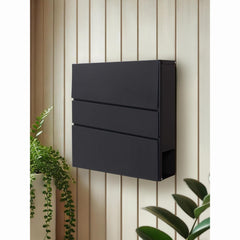 Wall Mounted Post Box with Newspaper Holder - Lockable Letterbox with 2 Keys