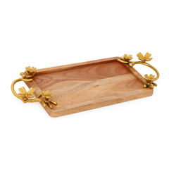 Decorative Serving Wooden Trays - Flower Handle