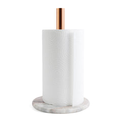 Kitchen Roll Holder Dispenser Countertop Kitchen Towel Holder Free Standing Paper Roll Holders with Marble Base for Standard Rolls (Rose Gold)