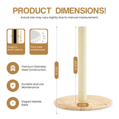 Kitchen Roll Holder with Marble Base - Free Standing Paper Towel Dispenser for Standard Rolls (Ivory)