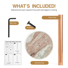 Kitchen Roll Holder Dispenser Countertop Kitchen Towel Holder Free Standing Paper Roll Holders with Marble Base for Standard Rolls (Rose Gold)
