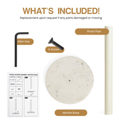Natural Wood Kitchen Roll Holder Dispenser with Marble Base for Standard Rolls