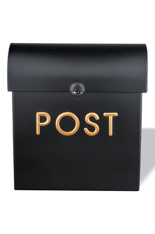 POST Embossed Lockable Post Box Double Flap - Black