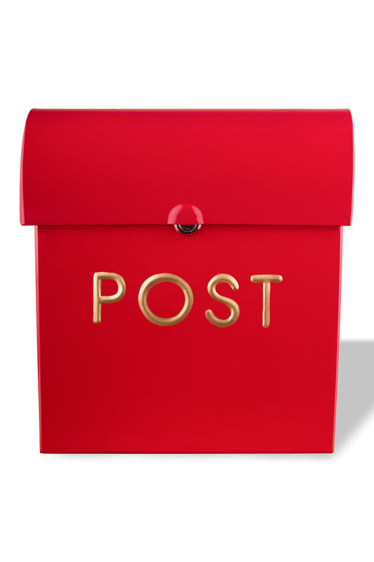 POST Embossed Lockable Post Box Double Flap - Red Large