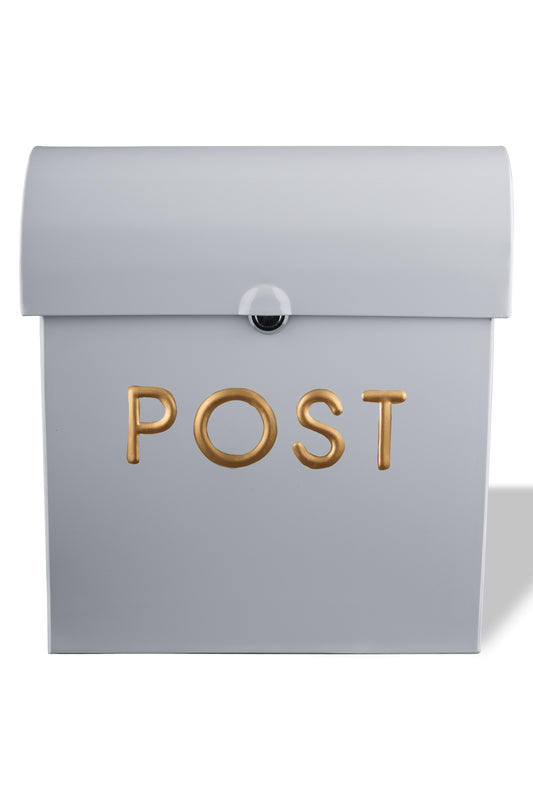 POST Embossed Lockable Post Box Double Flap - Grey