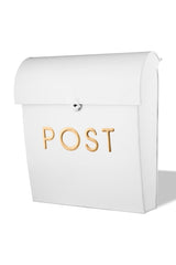 POST Embossed Lockable Post Box Double Flap - White Large