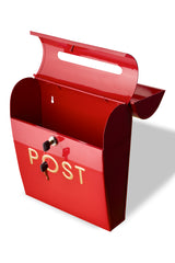 POST Embossed Lockable Post Box Double Flap - Red