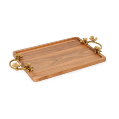 Decorative Serving Wooden Trays - Flower Handle