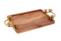 Decorative Serving Wooden Trays - Flower Handle
