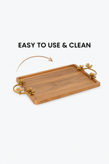 Decorative Serving Wooden Trays - Flower Handle