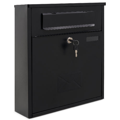 Assorted Collections Wall Mounted Post Box, Iron Lockable Mailbox with 2 Keys, Weatherproof Letterbox, Easy to Install, Large Mail Box 36x13x41cm