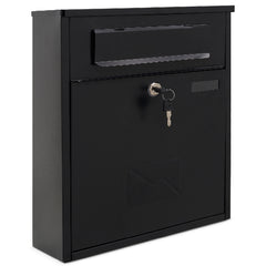 Assorted Collections Wall Mounted Post Box, Iron Lockable Mailbox with 2 Keys, Weatherproof Letterbox, Easy to Install, Large Mail Box 36x13x41cm