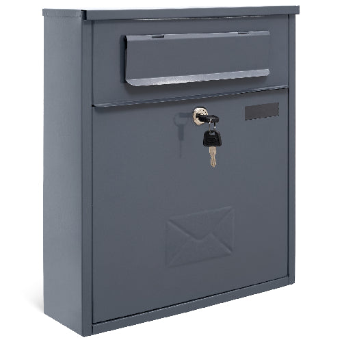 Assorted Collections Wall Mounted Post Box, Iron Lockable Mailbox with 2 Keys, Weatherproof Letterbox, Easy to Install, Large Mail Box 36x13x41cm