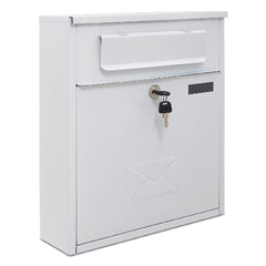 Assorted Collections Wall Mounted Post Box, Iron Lockable Mailbox with 2 Keys, Weatherproof Letterbox, Easy to Install, Large Mail Box 36x13x41cm