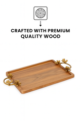 Decorative Serving Wooden Trays - Flower Handle
