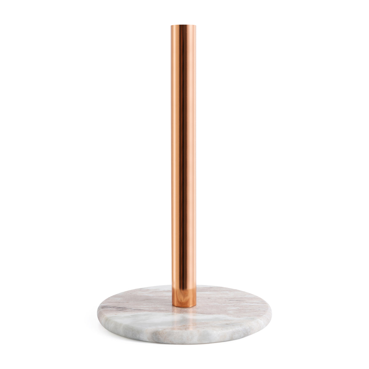 Kitchen Roll Holder Dispenser Countertop Kitchen Towel Holder Free Standing Paper Roll Holders with Marble Base for Standard Rolls (Rose Gold)