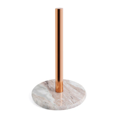 Kitchen Roll Holder Dispenser Countertop Kitchen Towel Holder Free Standing Paper Roll Holders with Marble Base for Standard Rolls (Rose Gold)