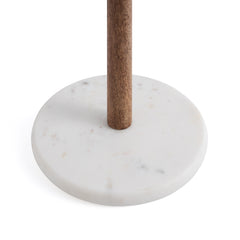 Natural Wood Kitchen Roll Holder Dispenser with Marble Base for Standard Rolls