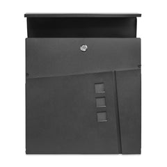 Wall Mounted Post Box with Newspaper Holder, Lockable with 2 Keys, Modern Design, Easy to Install, 37x10.5x37 cm (Black)