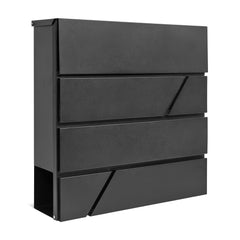 Wall Mounted Post Box with Newspaper Holder, Lockable with 2 Keys, Modern Design, Easy to Install, 37x10.5x37 cm (Black)