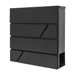 Wall Mounted Post Box with Newspaper Holder, Lockable with 2 Keys, Modern Design, Easy to Install, 37x10.5x37 cm (Black)